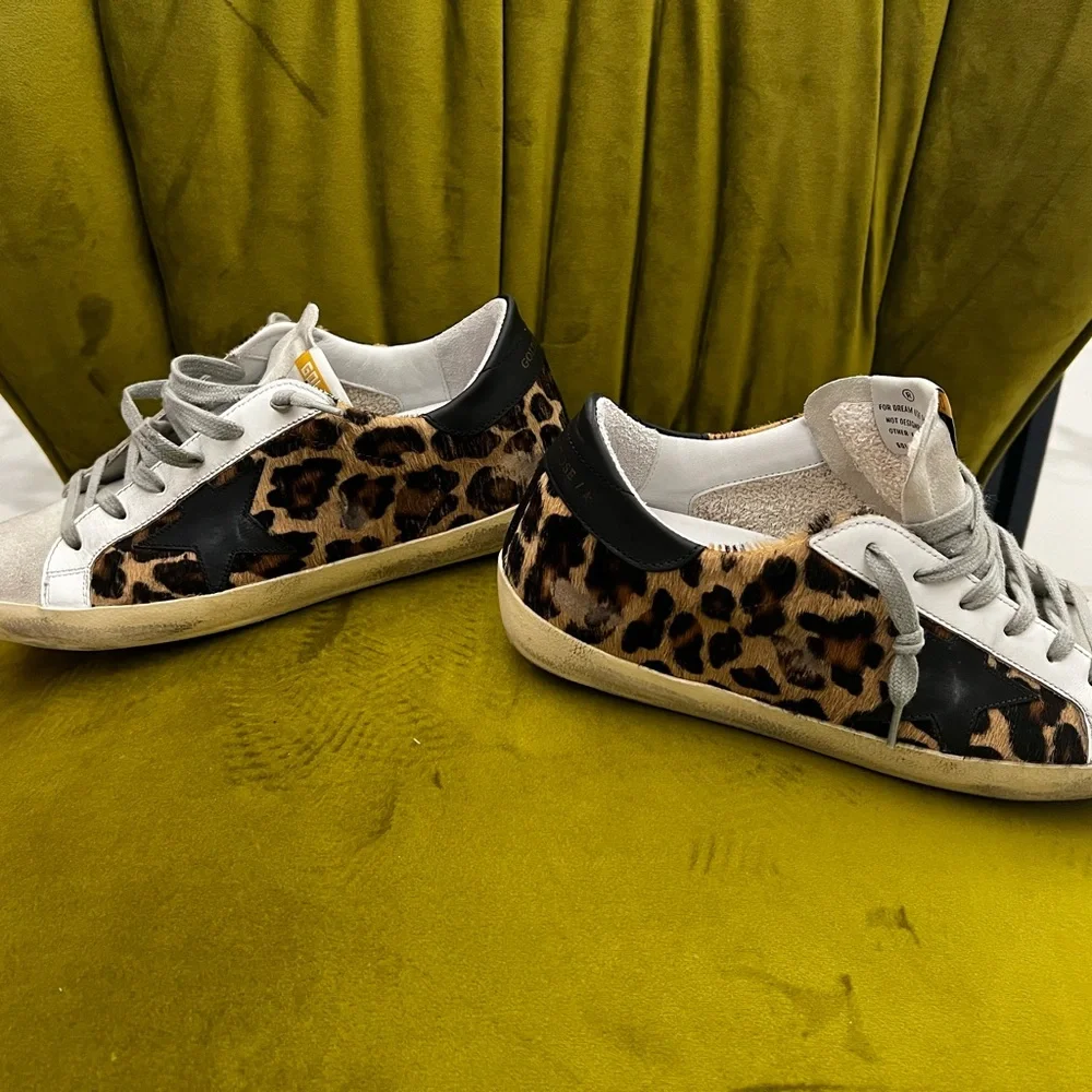 Golden Goose Calf Leather Leopard Super Star Sneaker - Picture 9 of 16